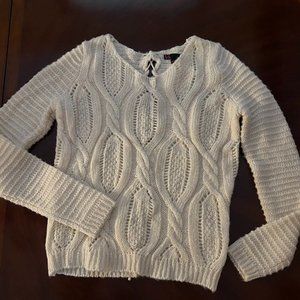 T/O Women's  Braid back sweater, Long Sleeve, Cream, Size Large